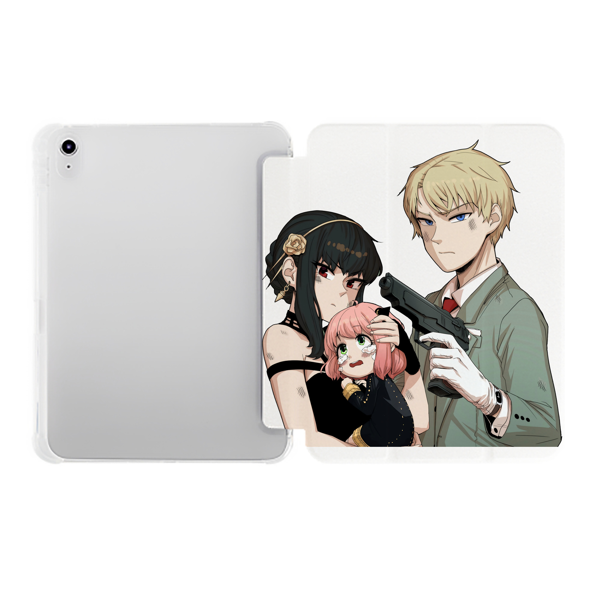 （画像用） SPY×FAMILY间谍家家酒 IPad ケース ペン収納付き 三つ折りスタンド PUレザー×シリコン 対応機種9.5/10.5/10.9インチ